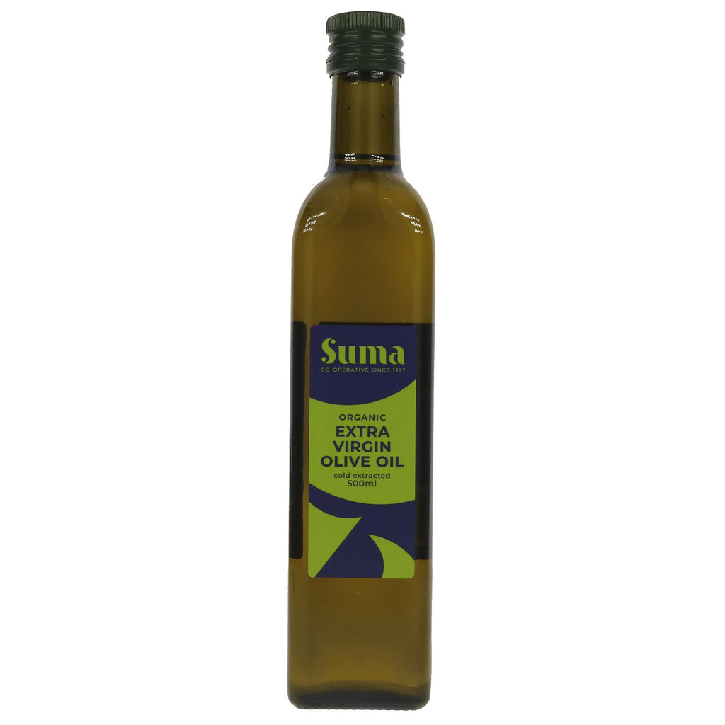 Organic, vegan Suma extra virgin olive oil - perfect for sauces, pasta, dressings, dips & salads. From superior category olives.