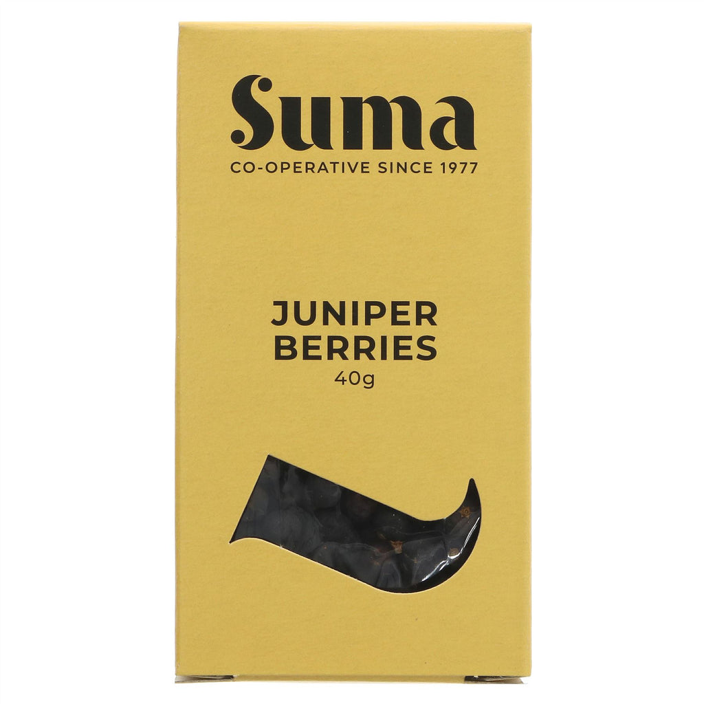 Suma's Juniper Berries: Vegan, flavor-boosting, perfect for cooking & cocktails. Sold by Superfood Market since 2014. No VAT charged.