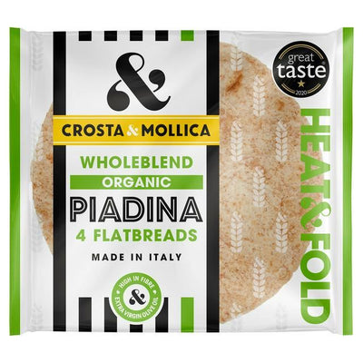 Organic & vegan Wholeblend Piadina by Crosta & Mollica. Enjoy this versatile product with your favorite fillings or create delicious recipes.