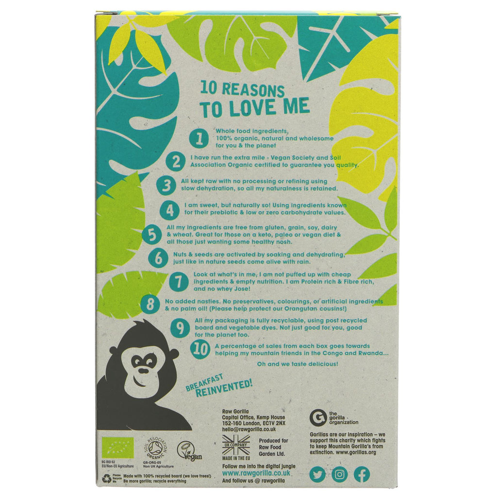 Gluten-free, organic, vegan muesli perfect for a healthy breakfast. No added sugar. By Raw Gorilla. Sold at Superfood Market.