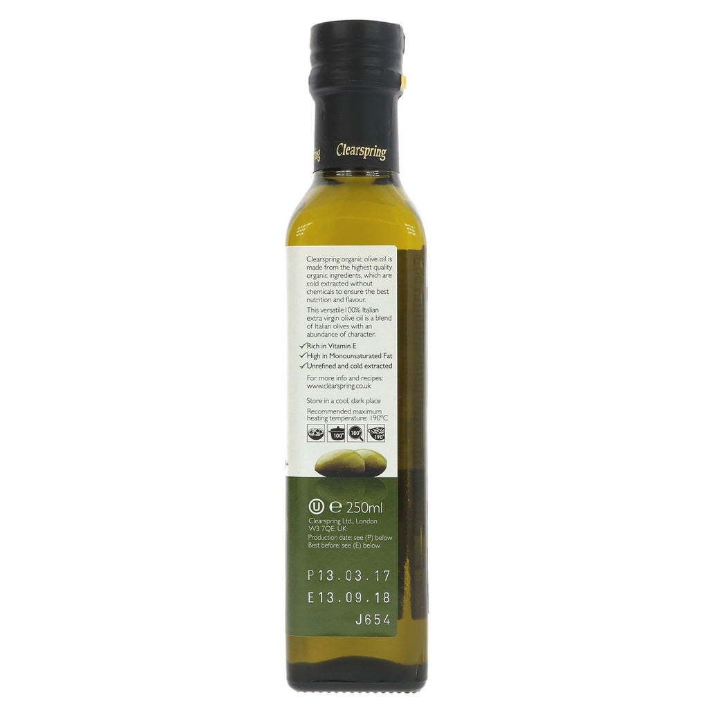 Clearspring Italian Organic Extra Virgin Olive Oil - Rich and fruity taste, perfect for salads, sauteing, baking, dressings and dips. Vegan and Organic.