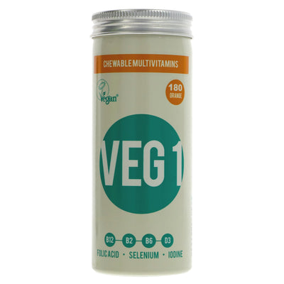 Vegan Society | VEG 1 - Orange Flavour - Multivitamin Chewy Tablets | 180 tablets