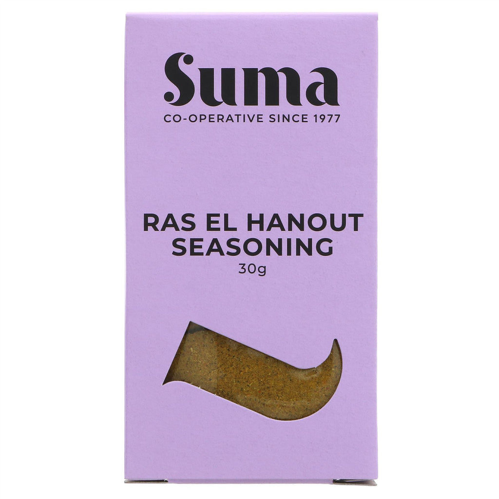 Suma's Ras-el-hanout Seasoning - Exotic Moroccan flavors for vegan cooking. Elevate your dishes with this aromatic blend.