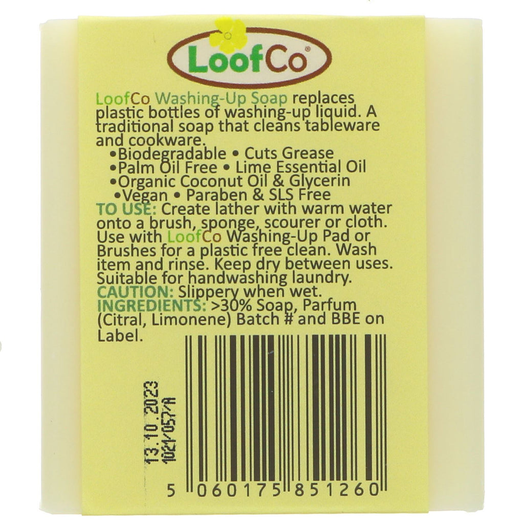 Loofco Lime Washing Up Soap: Palm Oil Free, Vegan, and Multi-Purpose 100g Bar