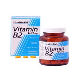 HealthAid | Vitamin B2 (Riboflavin) 100mg - Prolonged Release - 60 Tablets | 60 tablet