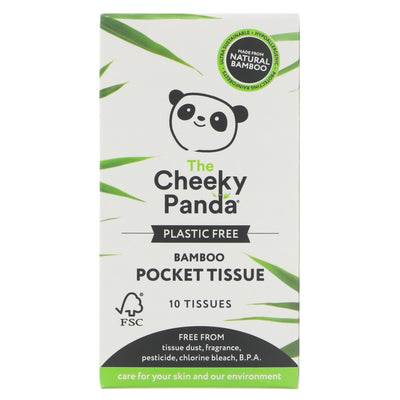 Vegan & cruelty-free Cheeky Panda pocket tissues made from sustainable bamboo. Plastic-free pack for a gentle, silky-smooth experience.