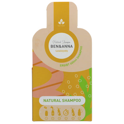 Vegan Shampoo Flakes made with Sea Buckthorn. Equivalent to 2 x 200ml. A natural and sustainable choice for your hair care routine.