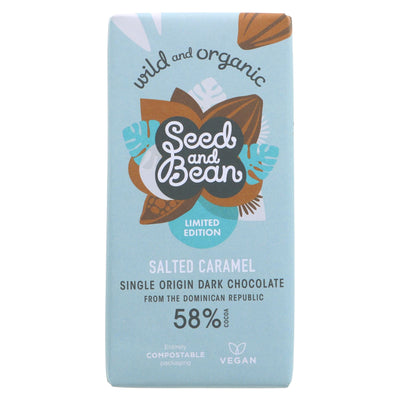 Organic Seed & Bean Co. 58% Dark Salted Caramel: Vegan, sugar-free & made with organic caramel & 'Grade A' sea salt.