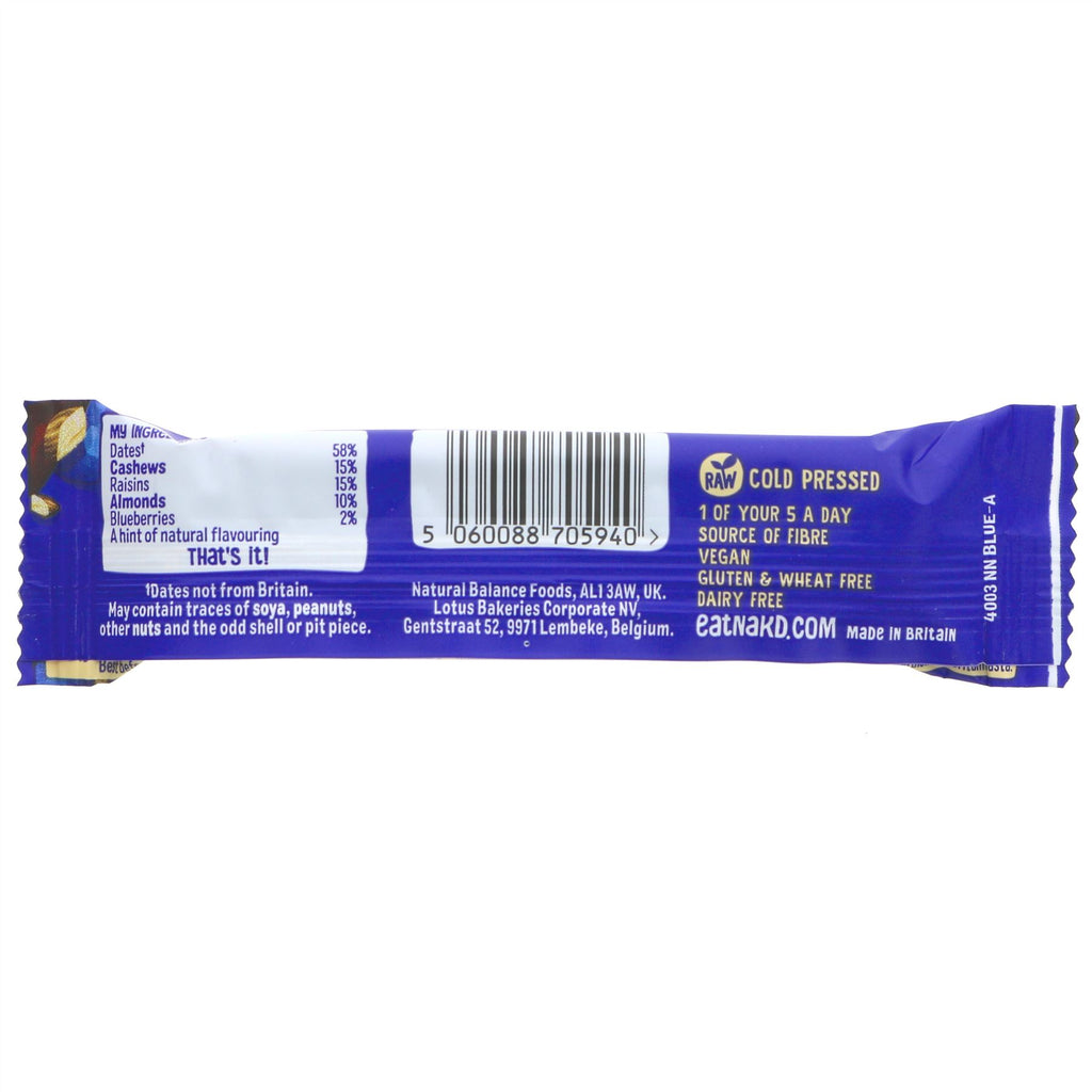 Nakd Blueberry Muffin bar - perfect guilt-free snack or on-the-go breakfast! Gluten-free, vegan, 1 of your 5 a day.