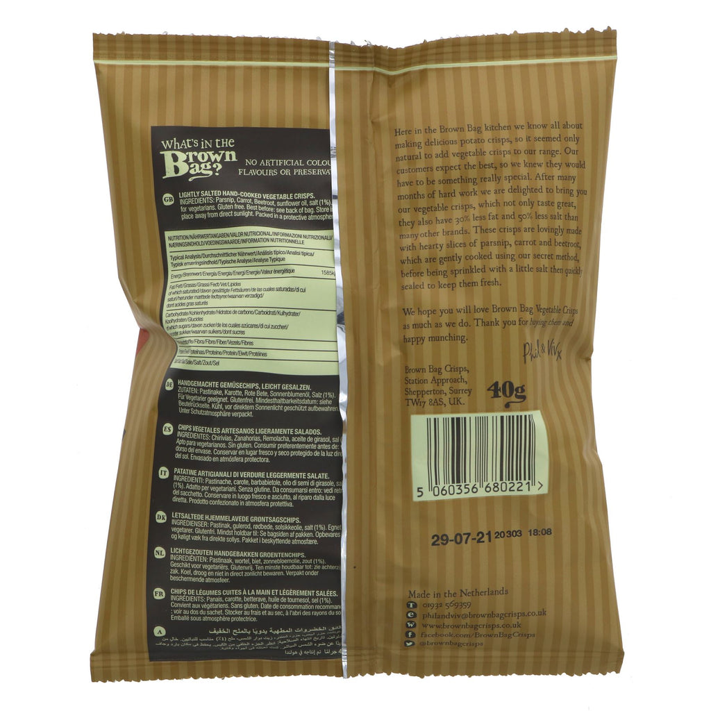 Brown Bag Crisps | Veggie Chips - Hand Cooked, 40g | Gluten-Free & Vegan