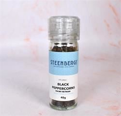 Steenbergs | Organic Black Peppercorns in Grinder Jar | 40g