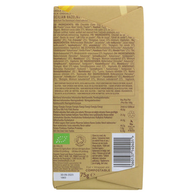 Organic Seed & Bean 37% Milk Choc, Hazels & Almonds - Fairtrade, Organic, No Added Sugar - 75g