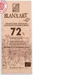 Blanxart | Premium Organic Dark 72% Dominica Republic with Almonds 150g | 150g