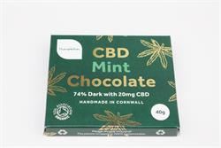 Themptation | Organic Mint Dark Chocolate Bar 20mg CBD Oil 40g | 40g