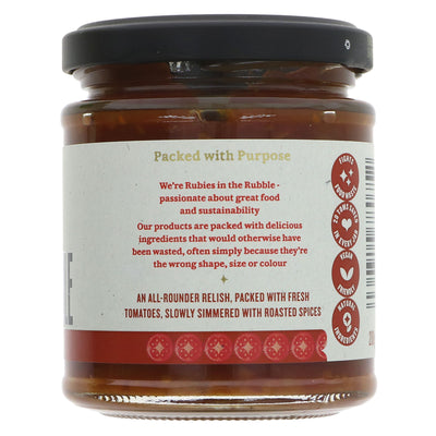 Spicy Tomato Relish by Rubies In The Rubble: Vegan, No Added Sugar, Perfect for Burgers & Chips - 200g