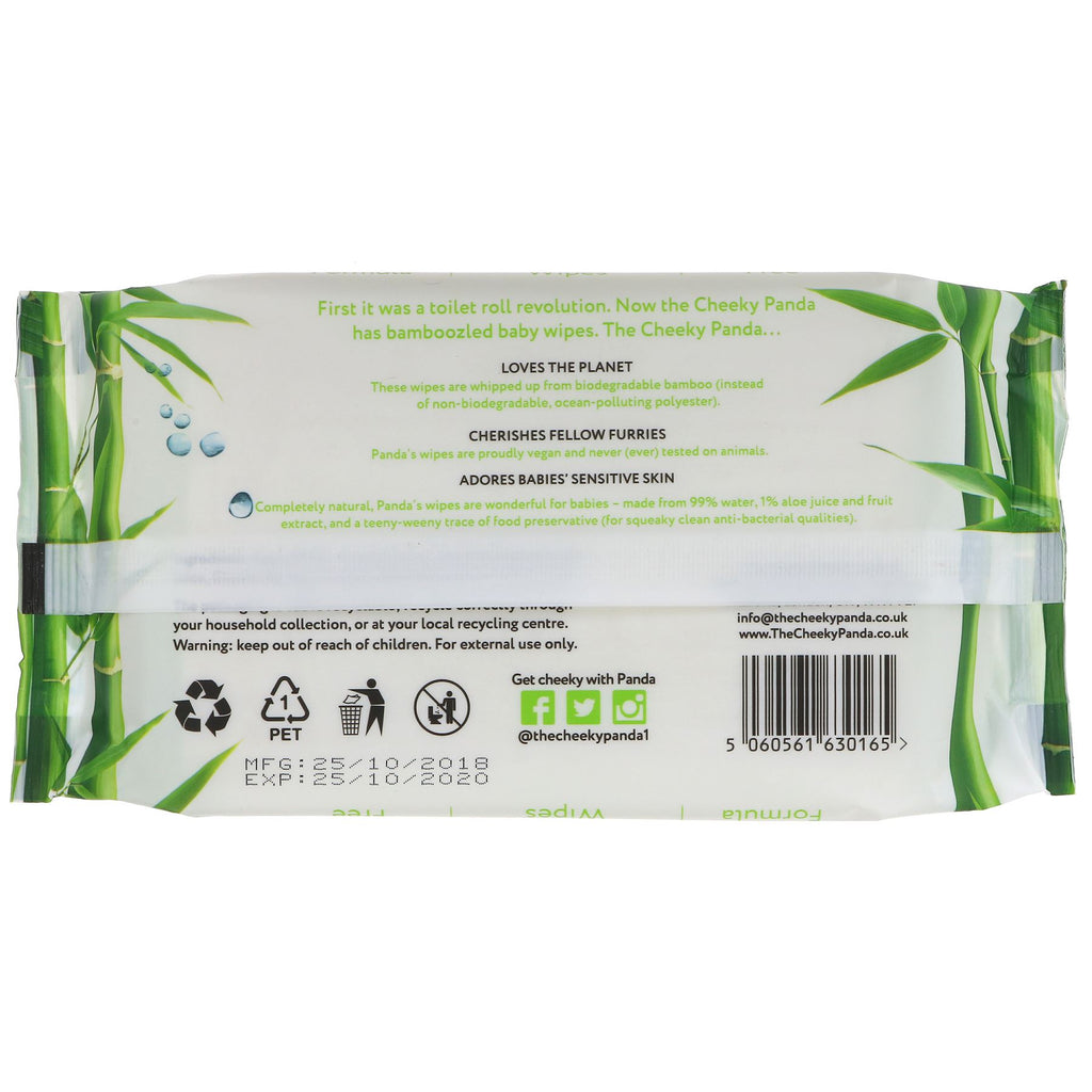 The Cheeky Panda Biodegradable Bamboo Baby Wipes - Gentle, Vegan and Natural.