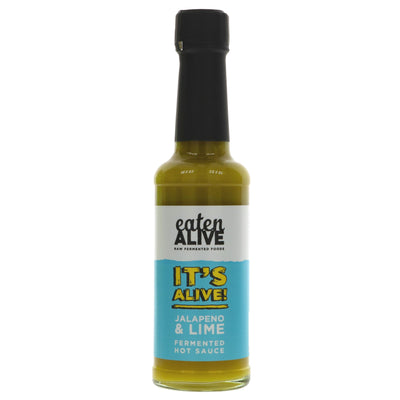 Eaten Alive Jalapeno & Lime Hot Sauce - Vegan & Fermented with No Added Sugar. Spicy & Tangy - Perfect for Chicken, Fish or Veggies! 150ml.