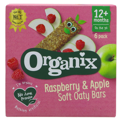 Organic Vegan Raspberry and Apple Soft Oaty Bars by Organix - Snack Anytime, Anywhere 6x30g