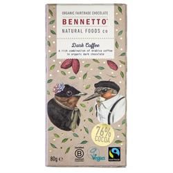 Bennetto | Organic Chocolate Bar Dark Coffee 80g | 80g