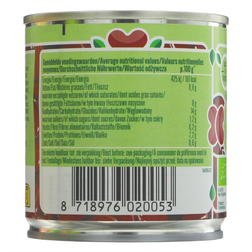 Organic vegan La Bio Idea red kidney beans, cooked & ready to serve. 200g canned. Perfect for salads, soups & stews.