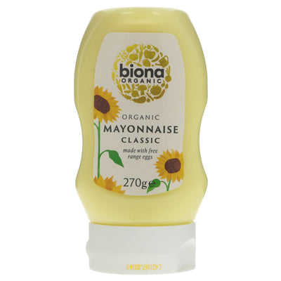 Biona's Organic Squeezy Mayonnaise: Creamy, free-range eggs, no added sugar. Perfect dip, spread or dressing. Organic, no VAT.