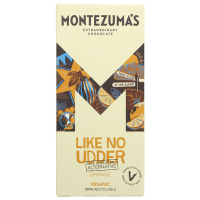 Organic, Vegan, Gluten-Free Milk Choc/Orange Alternative by Montezuma's - guilt-free indulgence with a tangy twist.