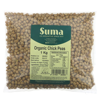 Suma's Organic Chickpeas - Vegan, Organic, and Versatile for curries, falafels, and more! 1KG,