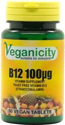 Veganicity | Vitamin B12 100ug 90 Vtabs to provide an essential vegan source | 90 tablet