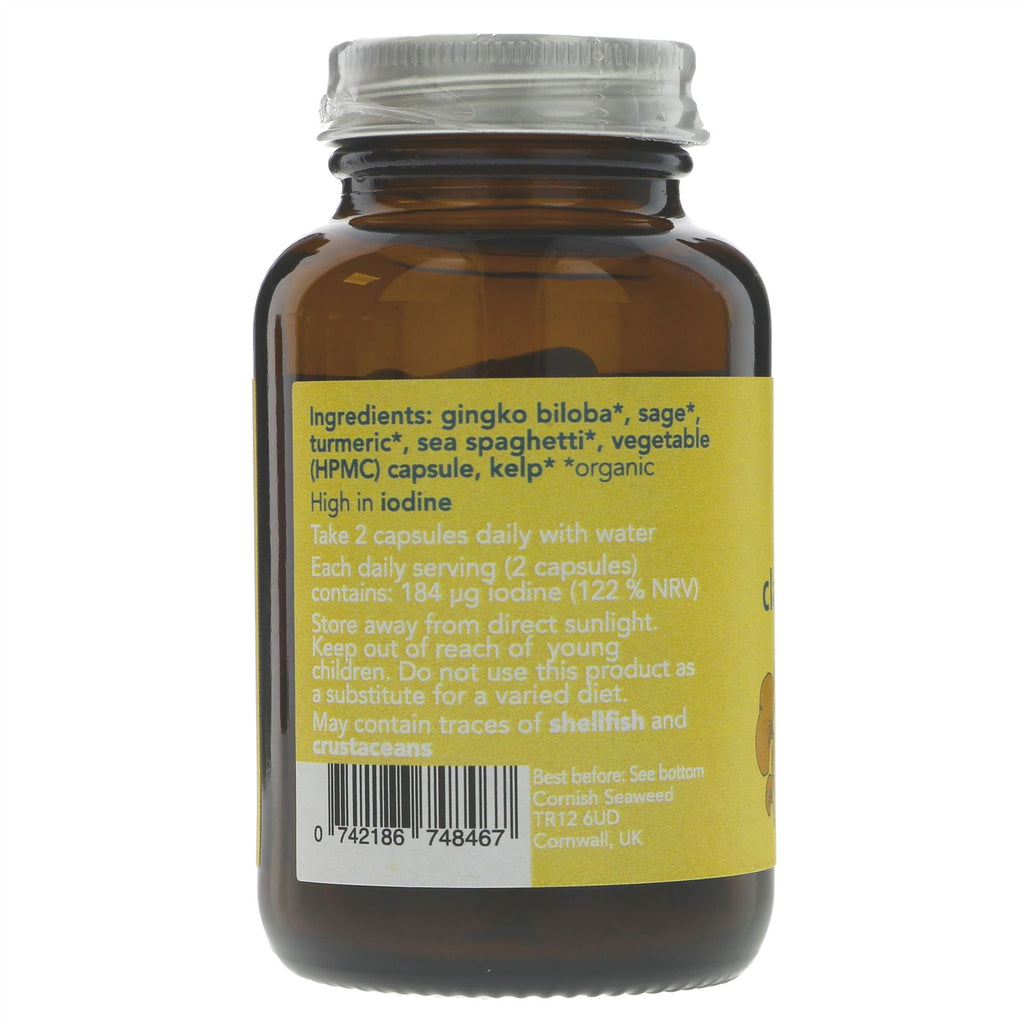 Cornish Seaweed Mental Clarity supplement - Vegan, organic capsules packed with iodine-rich seaweeds to support cognitive function and focus.