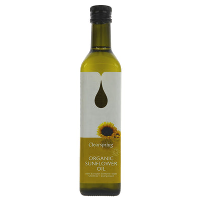 Clearspring's Organic Sunflower Oil - Healthy & Delicious Vegan Oil for Everyday Cooking. No VAT Charged. 500ml.