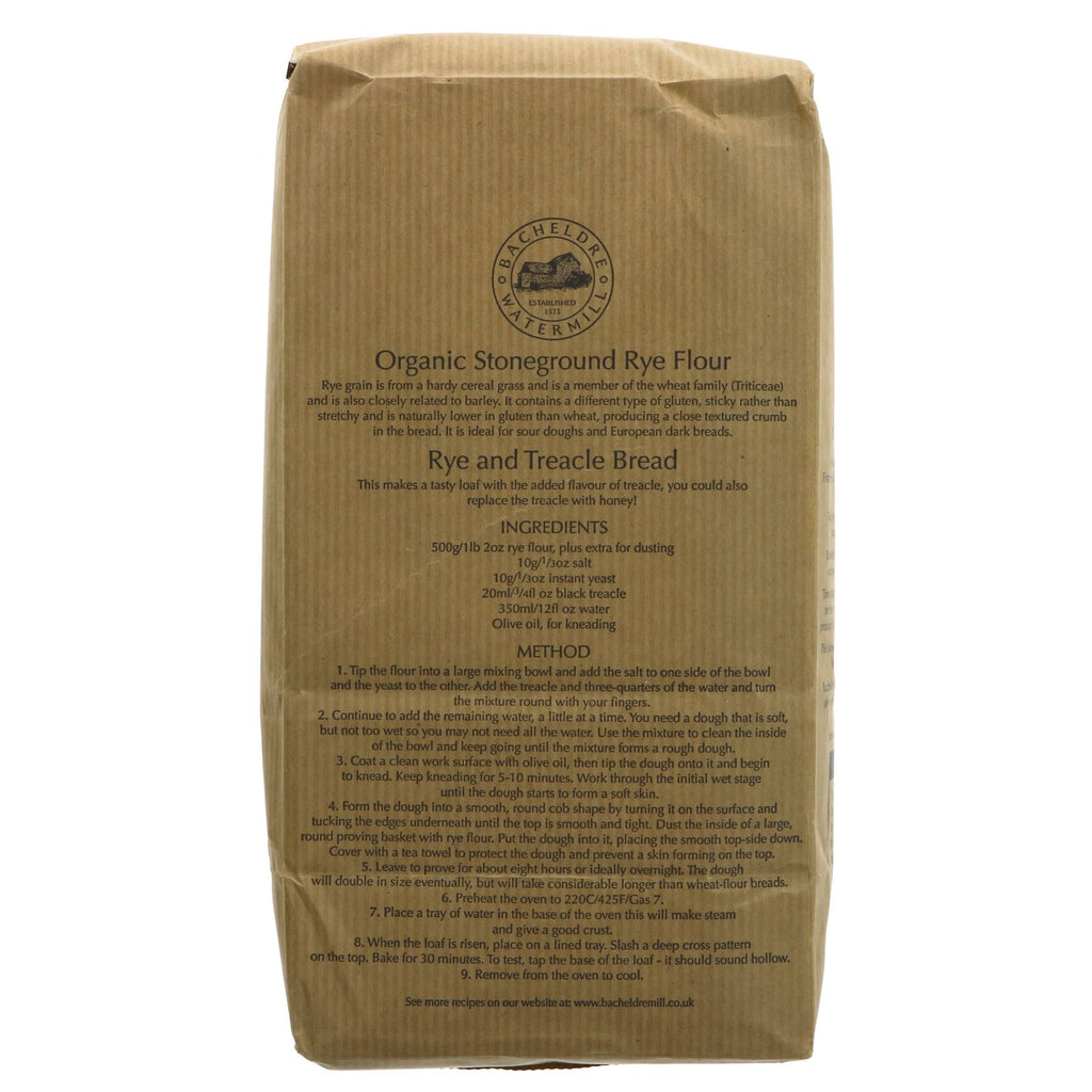 Organic, Vegan Stoneground Rye Flour for baking and cooking, No VAT charged.