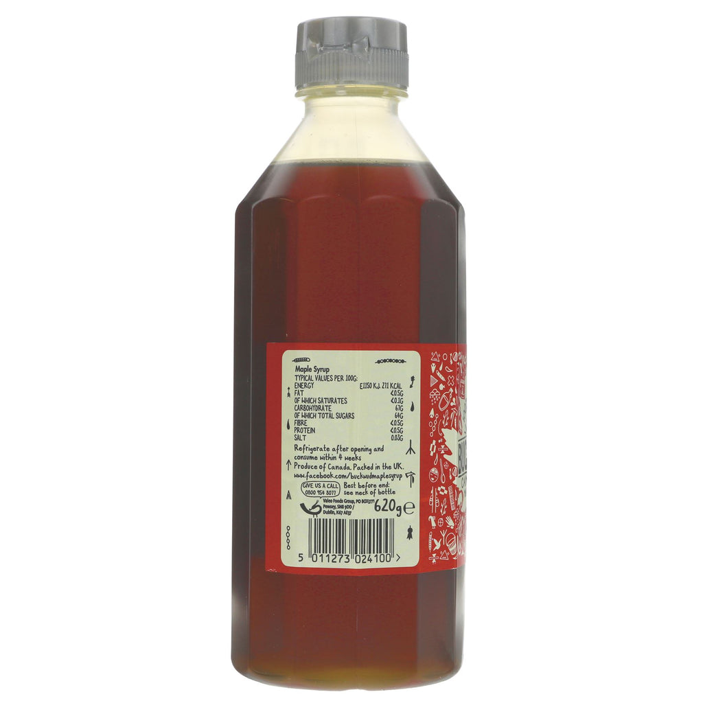 Buckwud Maple Syrup, all-natural sweetness from Canadian maple sap. Gluten-free, vegan, and perfect for sweetening breakfast or coffee.