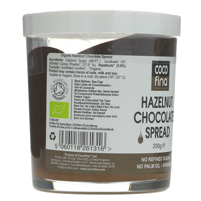 Indulgent, organic hazelnut chocolate spread - gluten-free, vegan, no added sugar. Perfect for toast, smoothies and baking.