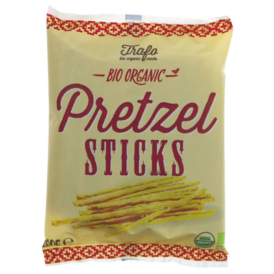 Trafo organic and vegan pretzel sticks - crunchy, savoury, and baked traditionally. Perfect for snacking or pairing with dips.