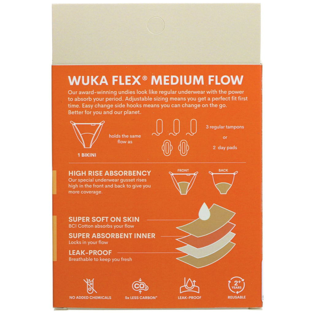 WUKA Period Pant Medium Flow - Vegan, adjustable, reusable underwear. Holds 2-3 tampons worth of blood and saves 200 disposables from landfill.