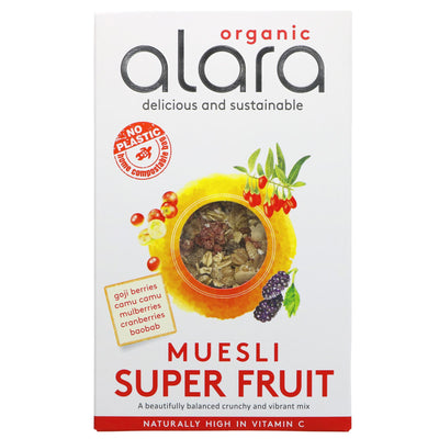 Alara's Muesli Super Fruits: organic, vegan, sugar-free, packed with superfoods and antioxidants. Perfect with milk, yogurt or smoothies!