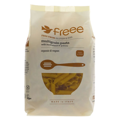 Doves Farm Organic Multigrain Pasta - Gluten-free, vegan, and made with maize, rice, buckwheat, and quinoa flour. Perfect for your favorite sauce or salad.