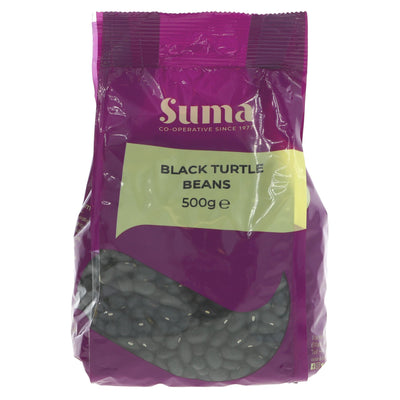 Suma Black Turtle Beans - Vegan, Creamy & Earthy. Perfect for Soups, Salads & More. 500g.