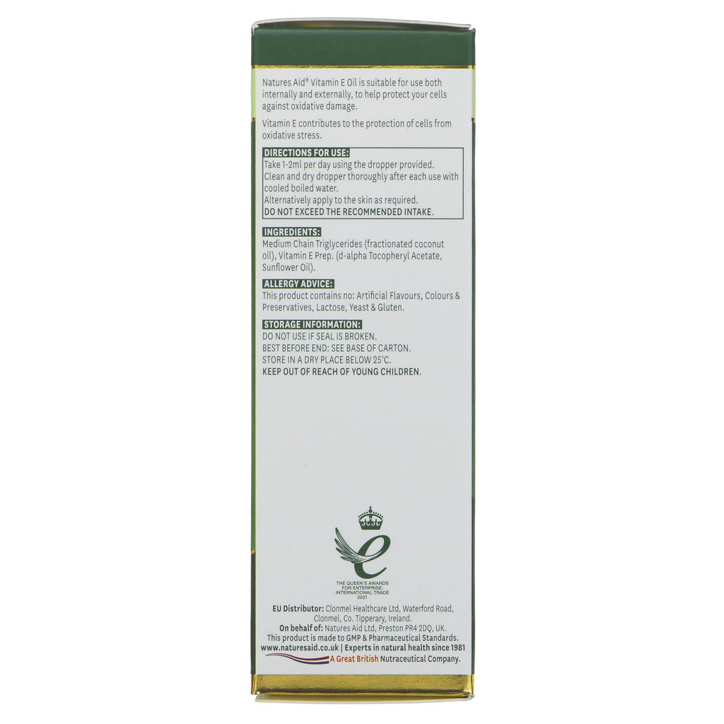 Natures Aid | Vitamin E Oil - high strength - for internal & external use | 50ml