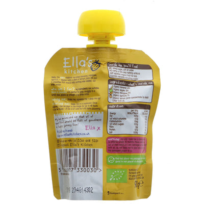 Ella's Kitchen Yellow One Smoothie Fruit - Organic & Vegan: Banana, Mango, Apricot & Apple. 90g pouch. No VAT.