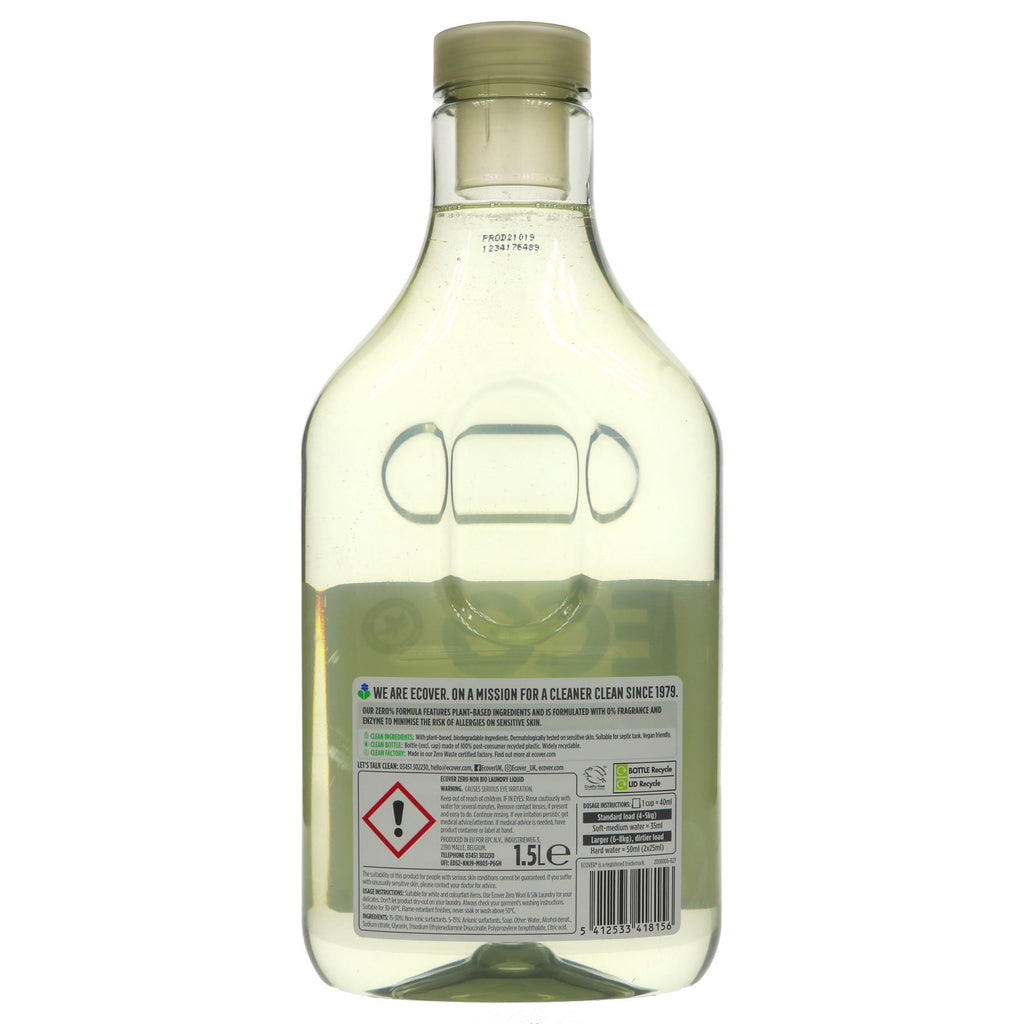 Ecover | Zero Laundry Liquid - Non Bio | 1.5Ltr