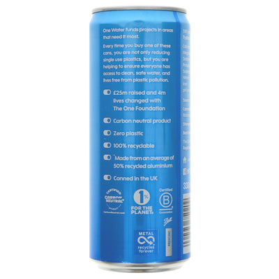 One Water's Still Natural Spring Water - Vegan, Carbon Neutral Cans, Sustainably Packaged, Funds Clean Water Projects.