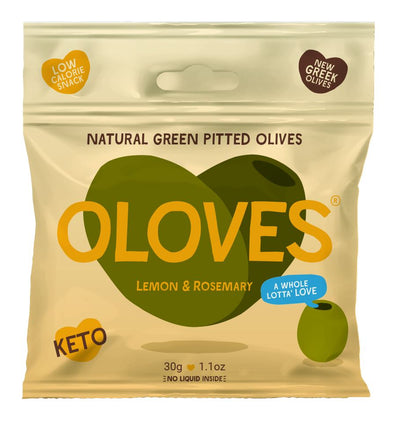 Oloves | Lemon & Rosemary Natural Green Pitted Olives | 30g