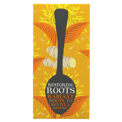 Clipper Restoring Roots tea: ginger, turmeric & lemongrass blend. Organic, vegan & GMO-free in unbleached, plastic-free tea bags!