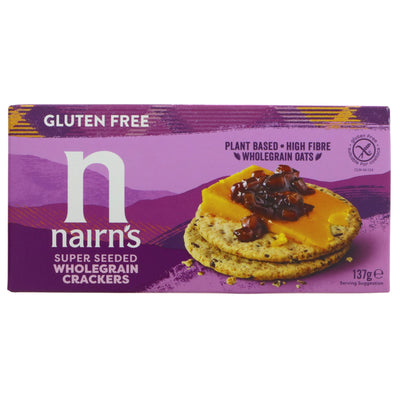 Gluten-free, no added sugar Super Seeded Crackers with nutritious seeds and oats. Perfect for snacking or cheese boards.