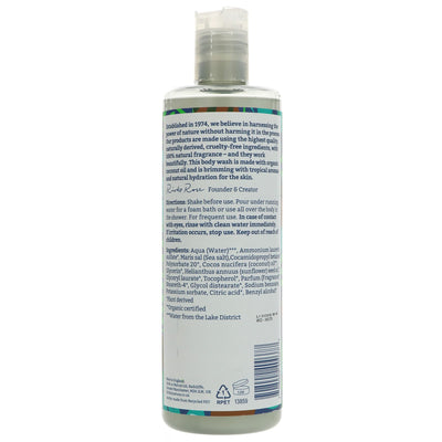 Organic coconut body wash: hydrating, vegan & cruelty-free. Delightful aroma. No parabens or SLS. 400ML.