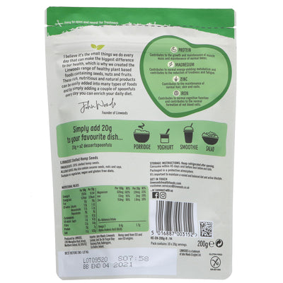 Nutty and rich, Linwoods Shelled Hemp is packed with protein, iron and magnesium, perfect for vegans. Sprinkle on food or add to your shake!