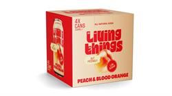 Living Things | Peach & Blood Orange Pre + Probiotic Soda. 4 x 300ml pack. | 4x 330ml