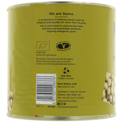 Suma organic chickpeas in catering size - 2.6kg. Perfect for large gatherings or meal prep. Vegan-friendly and versatile.