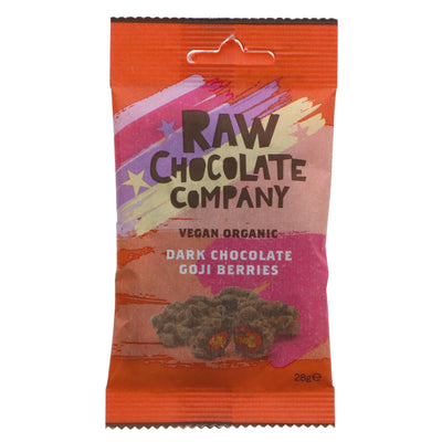 Organic, Vegan, No Added Sugar, Raw Chocolate Coated Goji Berries - perfect guilt-free sweet snack with 10g protein per 100g.